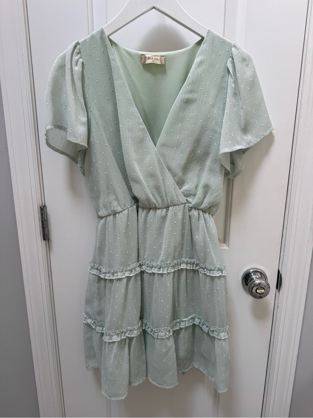 Altar'd State Mint Green Tiered Wrap Midi Dress